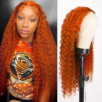 Ginger Deep Wave Wig |  HD Lace Front | Pre-Plucked Brazilian Human Hair