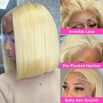 Blonde Straight Bob Wig | HD Lace Front | 100% Human Hair