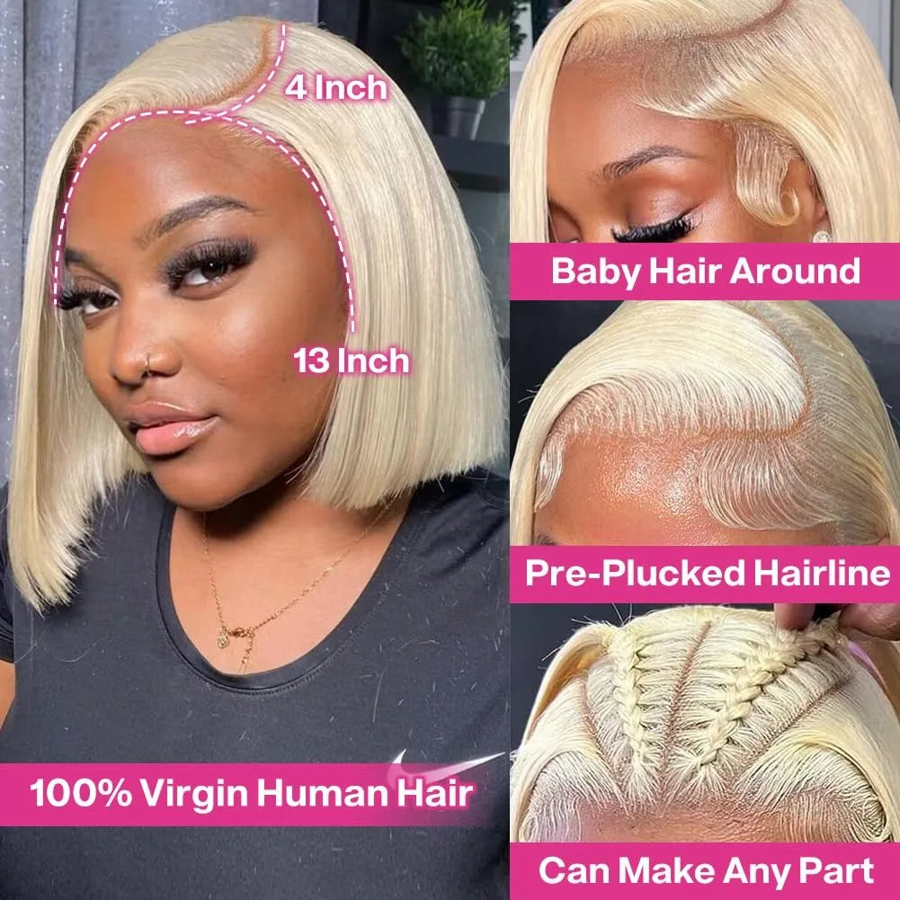 Blonde Straight Bob Wig | HD Lace Front | 100% Human Hair