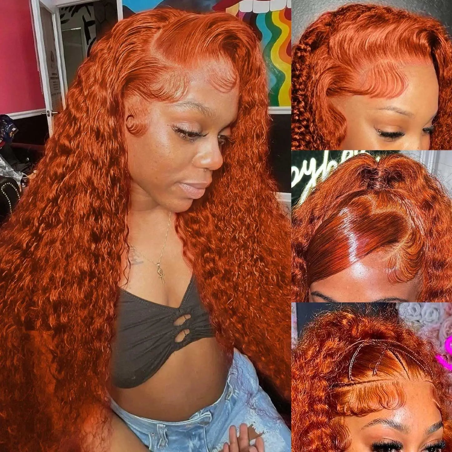 Ginger Deep Wave Wig |  HD Lace Front | Pre-Plucked Brazilian Human Hair