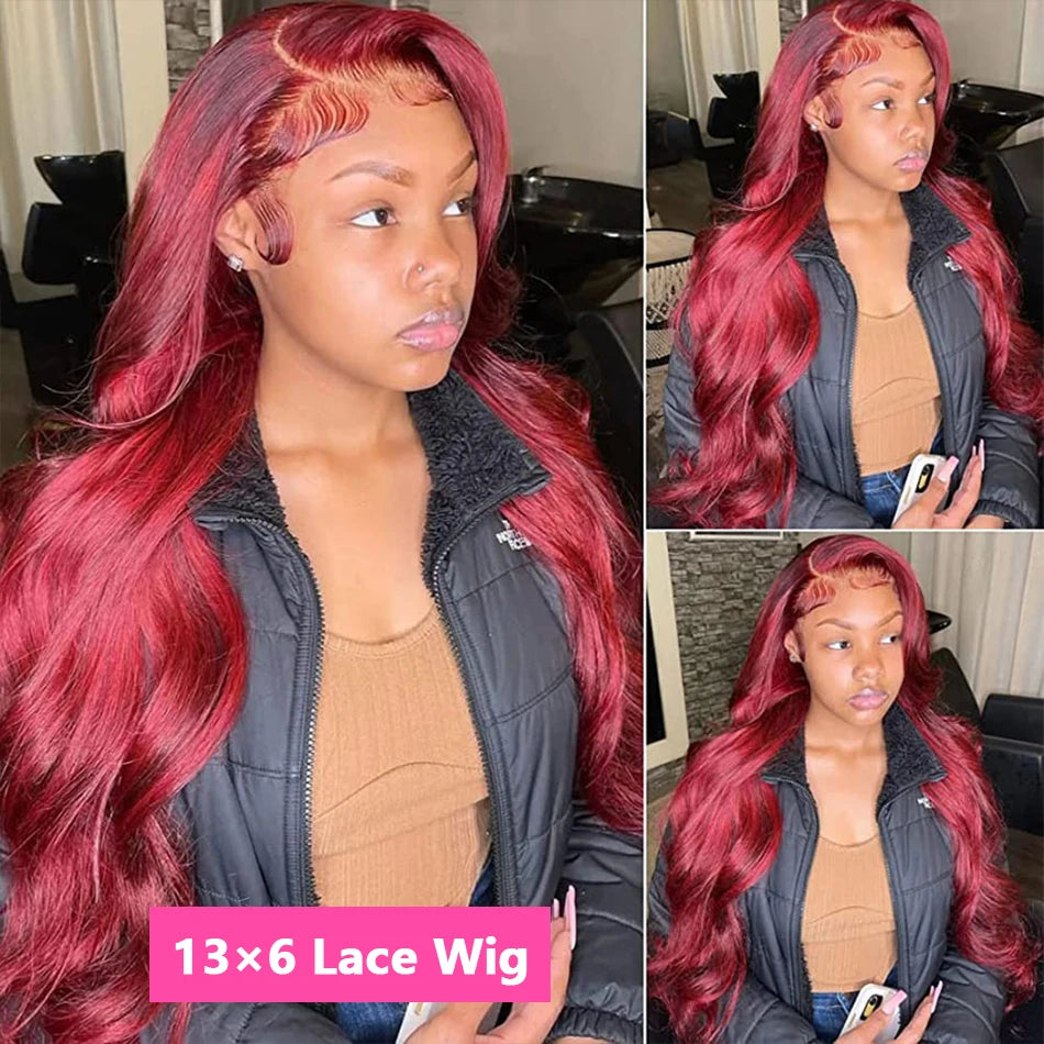 99J Burgundy Body Wave Wig | HD Lace Front | Transparent Lace Human Hair Wig