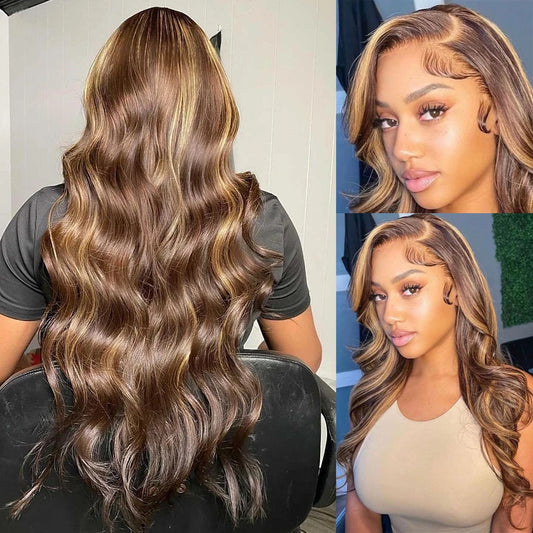 Blonde Highlight Body Wave Wig | HD Lace Front | Human Hair