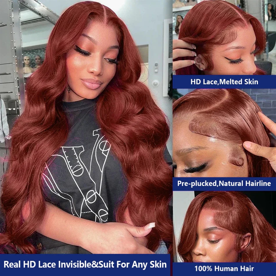 Brazilian Reddish Brown Body Wave Wig | HD Lace Front