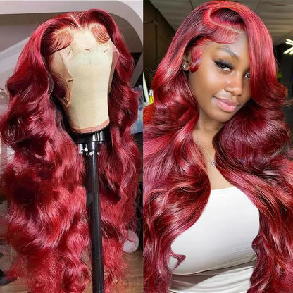 99J Burgundy Body Wave Wig | HD Lace Front | Transparent Lace Human Hair Wig