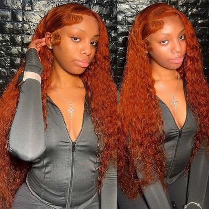 Ginger Deep Wave Wig |  HD Lace Front | Pre-Plucked Brazilian Human Hair