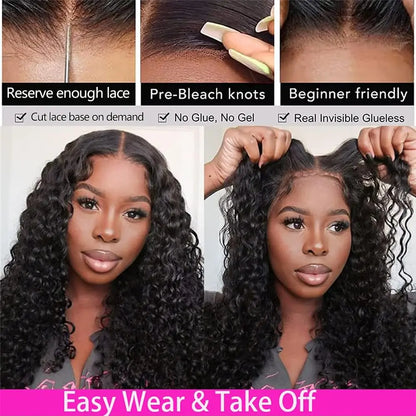 Glueless Deep Wave HD Lace Wig |Pre-Plucked Brazilian Human Hair