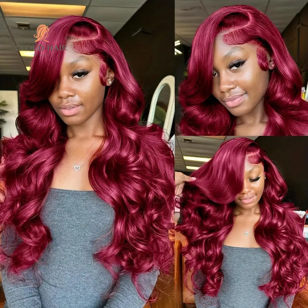 Burgundy Body Wave Wig | HD Lace Front | Transparent Red Human Hair