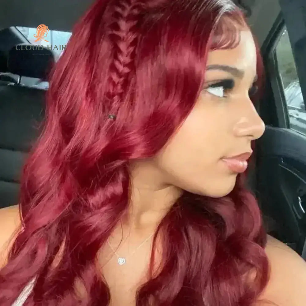 Burgundy Body Wave Wig | HD Lace Front | Transparent Red Human Hair