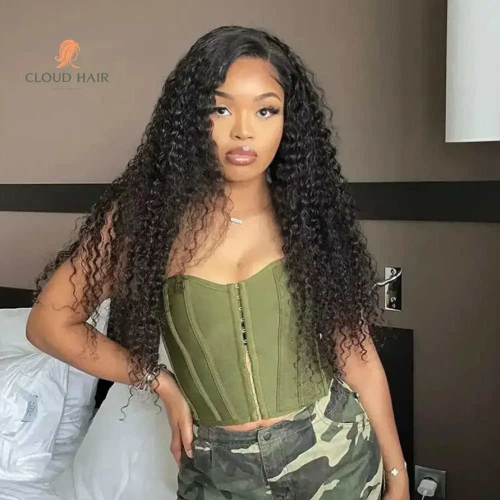 Glueless Deep Wave Wig | HD Lace Closure | Ready-to-Wear Brazilian Curly Human Hair